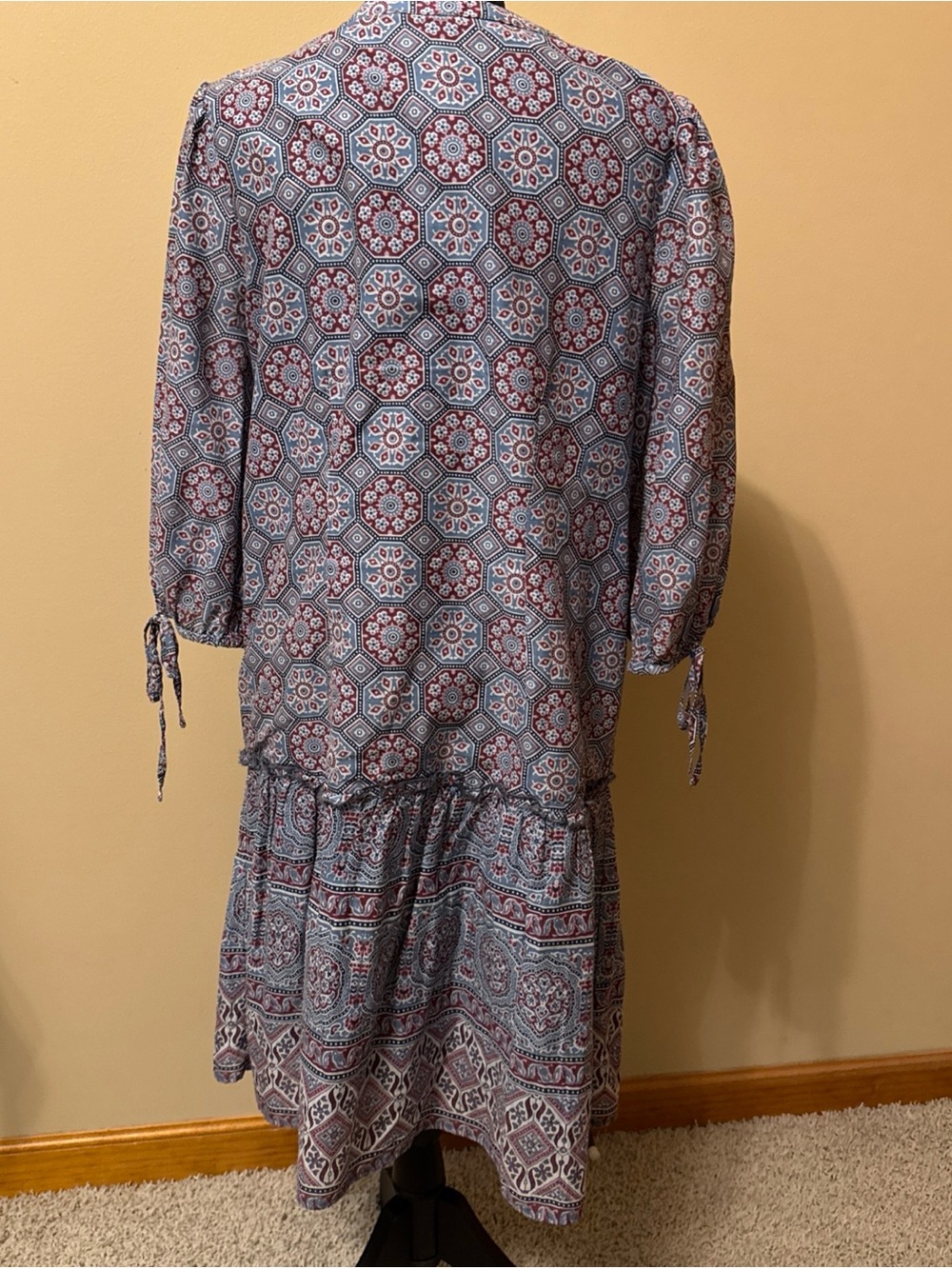 Sundance Blue and Cream Geometric Midi Dress - Picture 4 of 5